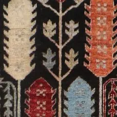 Asphalt Black Runner Hand Knotted NZ Wool Veg Dye Afghan (419 x 72), asphalt black afghan runner, close-up detail 2