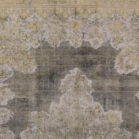 Vintage Overdyed Rug Large Area Double hand Knotted Super fine Iran(407×304)cm, beige vintage overdyed rug, close-up detail 1