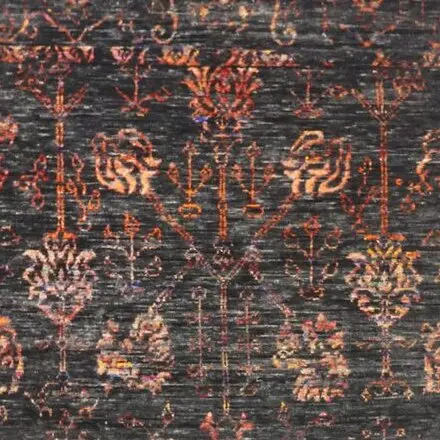 Wool and Bamboo Silk Rug, Black, Gold India (300x247)cm, black gold bamboo silk rug, close-up detail 1
