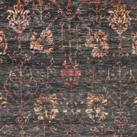 Wool and Bamboo Silk Rug, Black, Gold India (300x247)cm, black gold bamboo silk rug, close-up detail 2