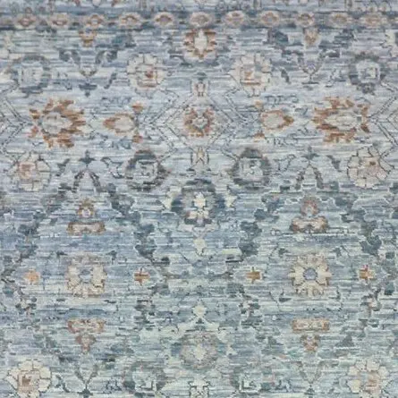 Allover Garden Design Rug, blue allover garden rug, close-up detail 1