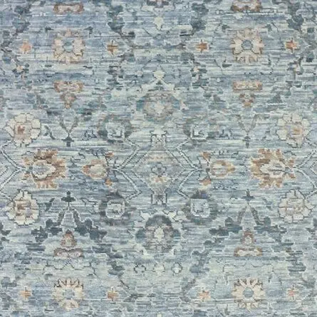 Allover Garden Design Rug, blue allover garden rug, close-up detail 2