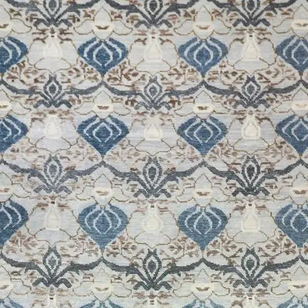 beautiful diamond Design Large Rug Sofy Wool Weg Die India (434×307)cm, blue contemporary lotus rug, close-up detail 1