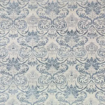 contemporary Blue and Cream Rug Soft Wool Veg Dye India (416×299)cm, blue cream contemporary rug, close-up detail 1