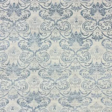 contemporary Blue and Cream Rug Soft Wool Veg Dye India (416×299)cm, blue cream contemporary rug, close-up detail 2