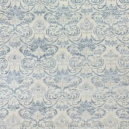 contemporary Blue and Cream Rug Soft Wool Veg Dye India (416×299)cm, blue cream contemporary rug, close-up detail 3