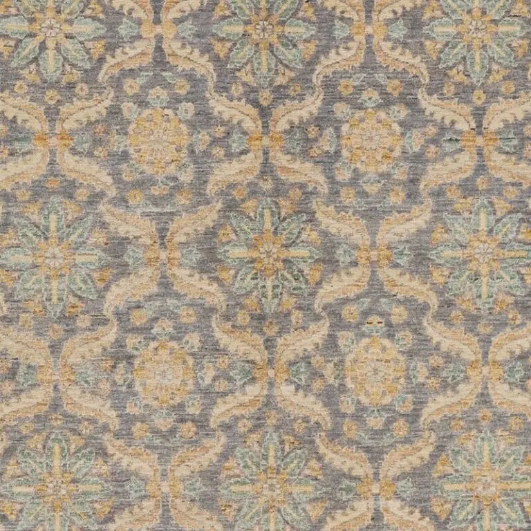 Choobi Ziegler Area Rug Diamond design NZ Wool Afghan (263 x 186), blue diamond ziegler rug, close-up detail 2