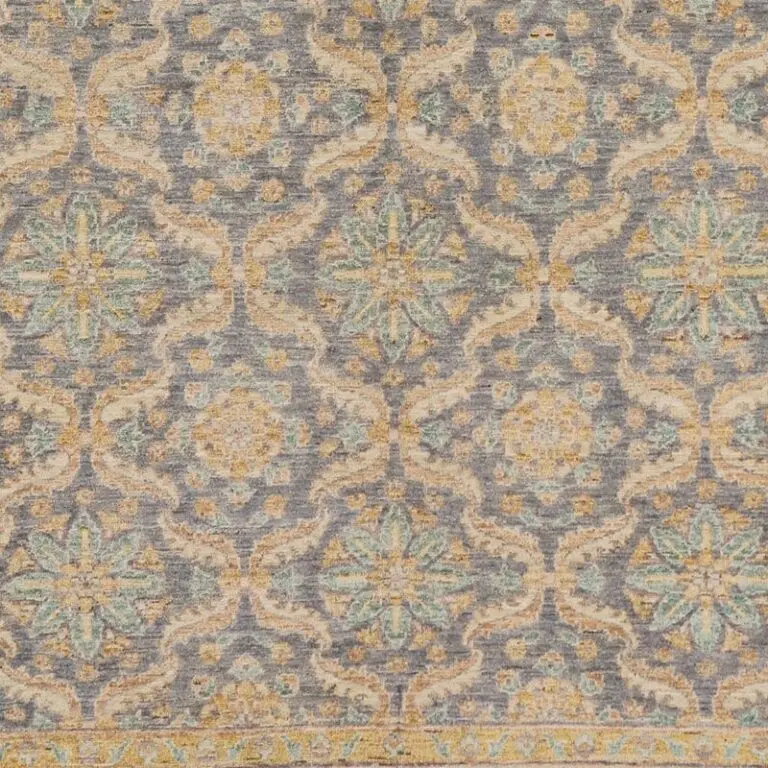 Choobi Ziegler Area Rug Diamond design NZ Wool Afghan (263 x 186), blue diamond ziegler rug, close-up detail 3