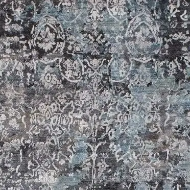 Transitional Hand Knotted Rug Wool & Bamboo Silk German Dye Indian(300×240)cm, blue grey transitional rug, close-up detail 1