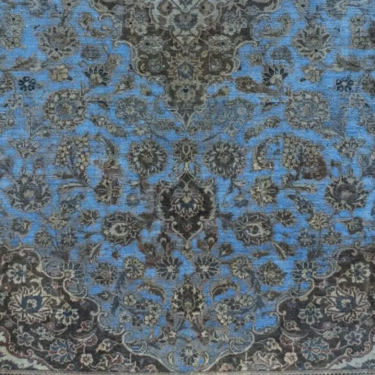 Persian RUG Overdye Hand Knotted (347×243), blue overdyed persian rug, close-up detail 3
