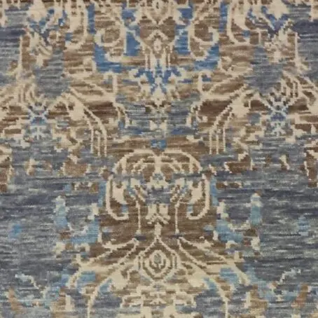 Vase Design Rug Blue, Cream Wool India (237×162)cm, blue vase design rug, close-up detail 1