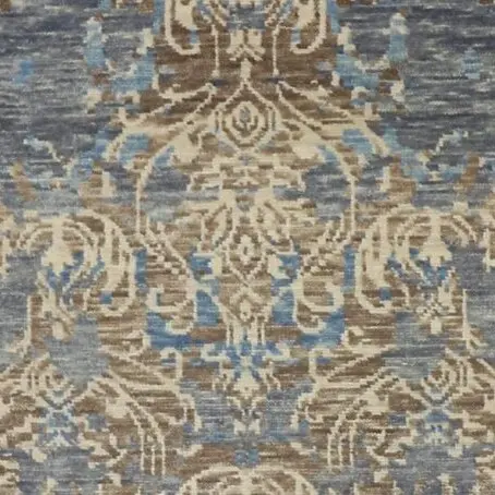 Vase Design Rug Blue, Cream Wool India (237×162)cm, blue vase design rug, close-up detail 2