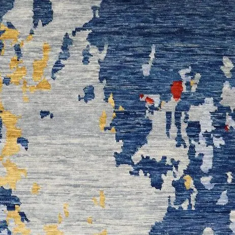 Dramatic Abstract Wool Rug Hand Knotted Veg Dye India (368×272)cm, bold abstract wool rug, close-up detail 2