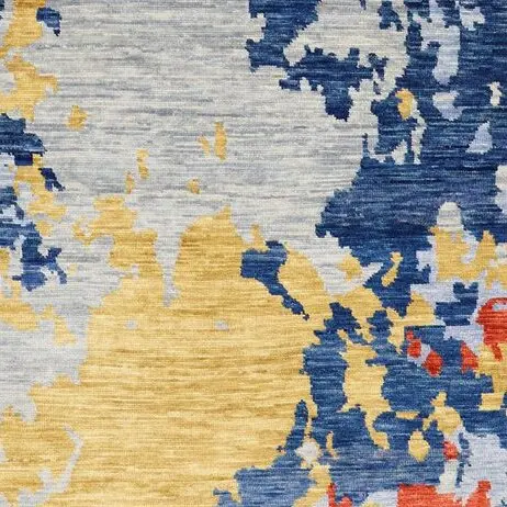Dramatic Abstract Wool Rug Hand Knotted Veg Dye India (368×272)cm, bold abstract wool rug, close-up detail 3