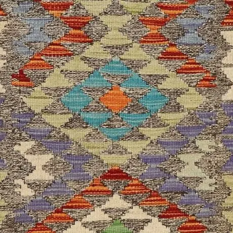 Choobi Killim Runner Bold German Dye Wool Afghan 380×89, bold motif chobi runner, close-up detail 3