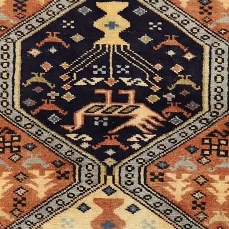 Ardebil Vintage Persian wool Runner (281×73)cm, brown vintage ardebil runner, close-up detail 2