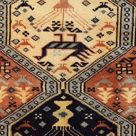 Ardebil Vintage Persian wool Runner (281×73)cm, brown vintage ardebil runner, close-up detail 3