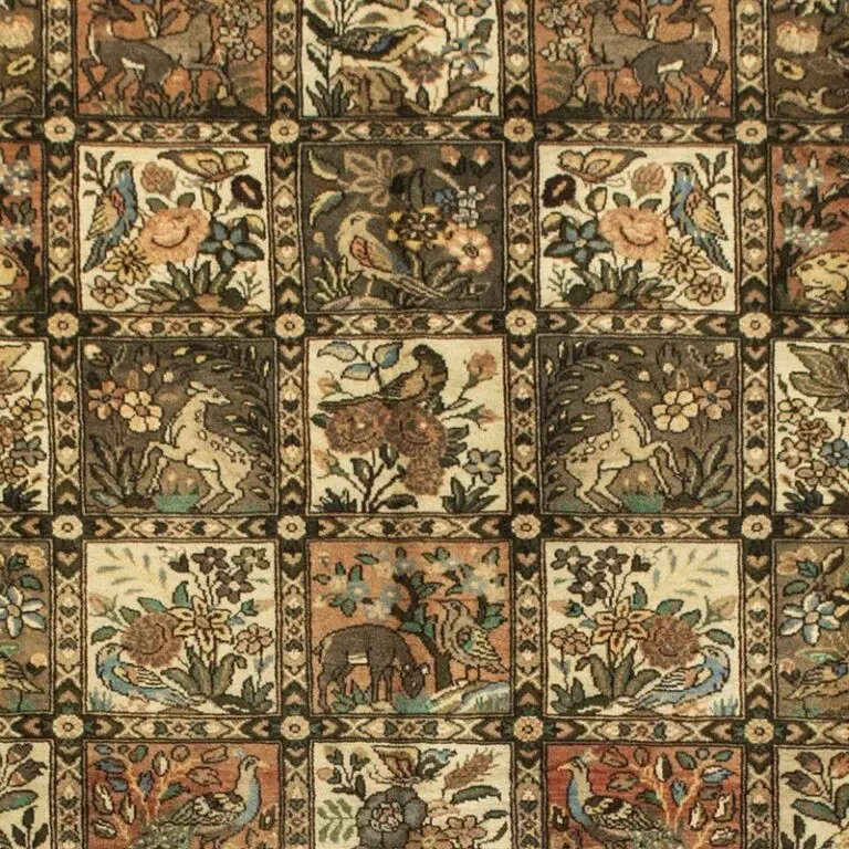 Bakhtiar Tribal Vintage Rug Double Hand Knotted Lamb Wool Veg Dye Iran(298×223)cm, cream bakhtiar tribal rug, close-up detail 1