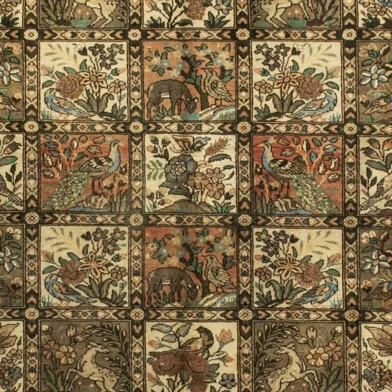 Bakhtiar Tribal Vintage Rug Double Hand Knotted Lamb Wool Veg Dye Iran(298×223)cm, cream bakhtiar tribal rug, close-up detail 2