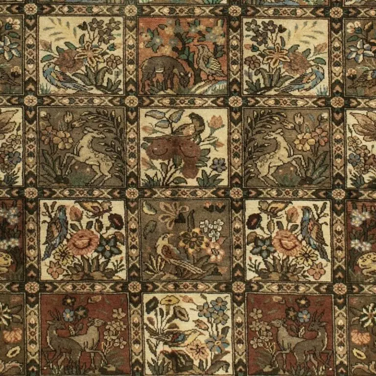 Bakhtiar Tribal Vintage Rug Double Hand Knotted Lamb Wool Veg Dye Iran(298×223)cm, cream bakhtiar tribal rug, close-up detail 3