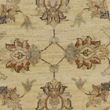 Cream Choobi Double Hand Knotted Runner Gazney Wool Veg Dye Afghan (298 x 76)cm, cream chobi afghan runner, close-up detail 2