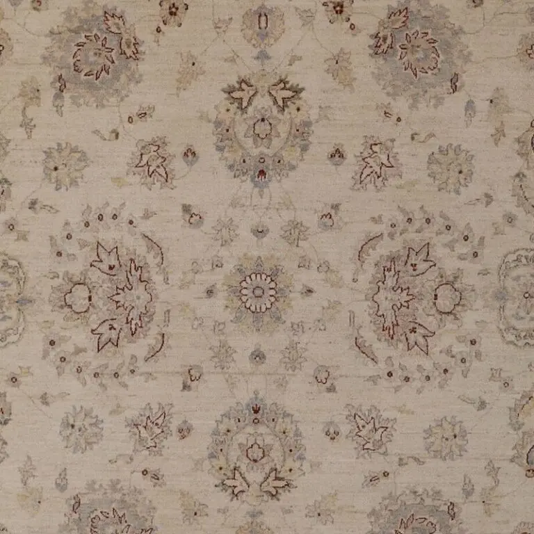 Choobi Ziegler Larg Area Rug Gaznay Wool Afghan (420 x 300)cm, cream chobi ziegler rug, close-up detail 2