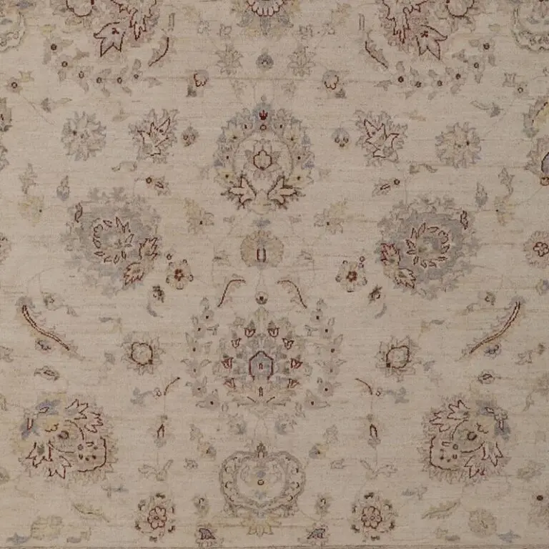 Choobi Ziegler Larg Area Rug Gaznay Wool Afghan (420 x 300)cm, cream chobi ziegler rug, close-up detail 3