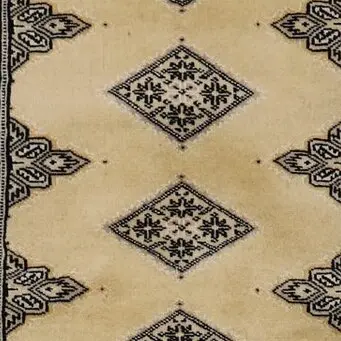 Cream Jaldar hand Knotted NZ Wool & Silk Veg Dye Pakistan Runner (288 x 77), cream jaldar runner, close-up detail 1