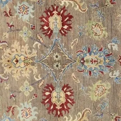 Suzzani Oriental Double hand Knotted Afghan Rug, NZ Wool Veg Dye (230×180)cm, cream suzani afghan rug, close-up detail 1