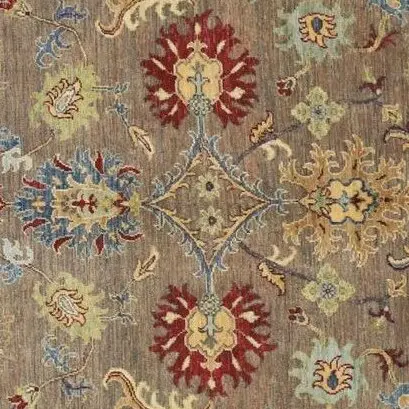 Suzzani Oriental Double hand Knotted Afghan Rug, NZ Wool Veg Dye (230×180)cm, cream suzani afghan rug, close-up detail 3