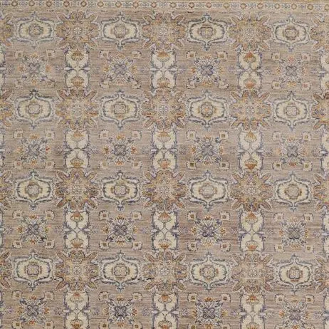 Ziegler Oriental Rug, Traditional Gazney Wool Afghan (416×309)cm, cream ziegler afghan rug, close-up detail 1