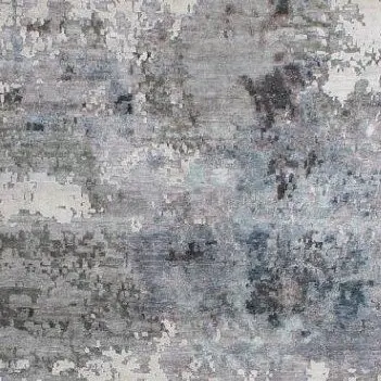 Long Abstract Rug Sea Dark Gray Veg Dye India Bamboo Silk India (419×298)cm, dark grey abstract rug, close-up detail 1