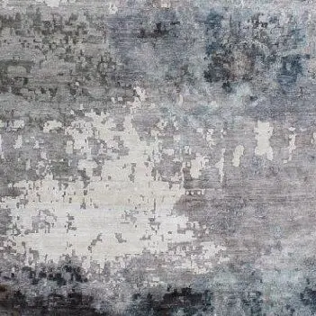 Long Abstract Rug Sea Dark Gray Veg Dye India Bamboo Silk India (419×298)cm, dark grey abstract rug, close-up detail 2