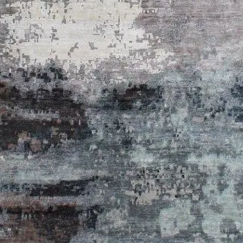 Long Abstract Rug Sea Dark Gray Veg Dye India Bamboo Silk India (419×298)cm, dark grey abstract rug, close-up detail 3