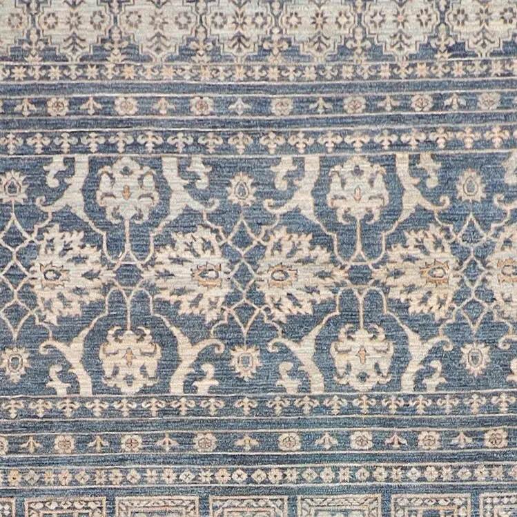 Dove Grey Khorjin Hand Knotted Fine NZ Wool Veg Dye Afghan (353 x 272)cm, dove grey khorjin rug, close-up detail 1