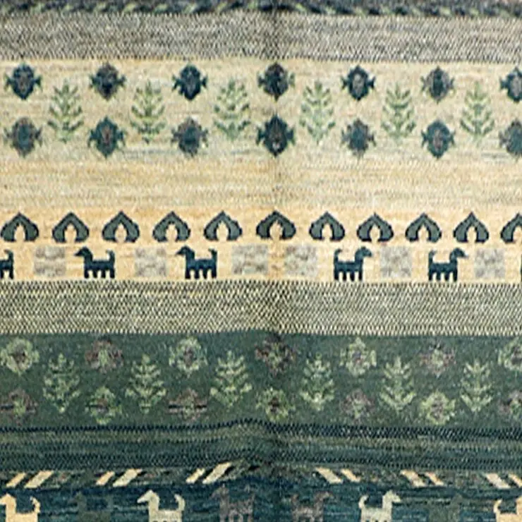 Greeninsh Gabbeh Beautiful Rug hand Knotted NZ Wool German Dye Afghan (234 x 168)cm, green gabbeh afghan rug, close-up detail 2