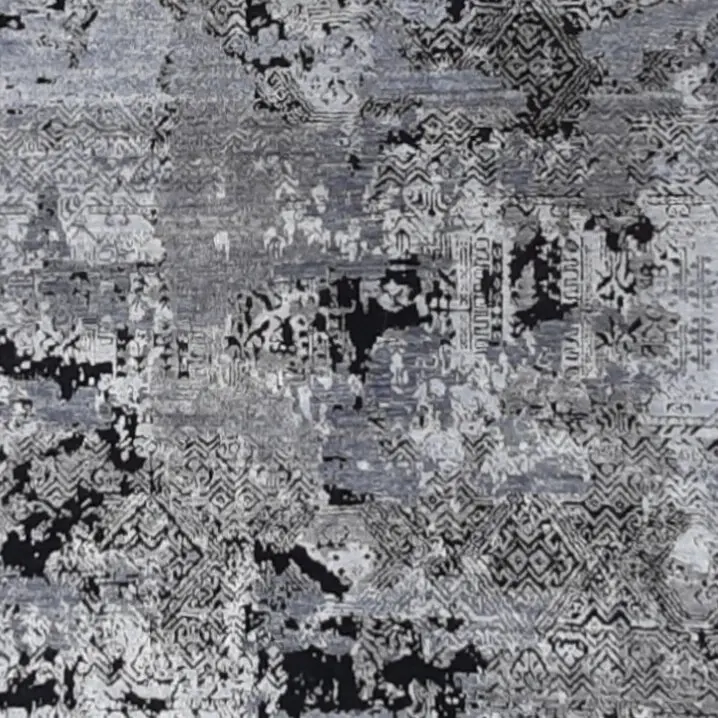 Night Shadow Wool &Bamboo Silk Transitional Rug India (312 x 207)cm, grey black transitional rug, close-up detail 2