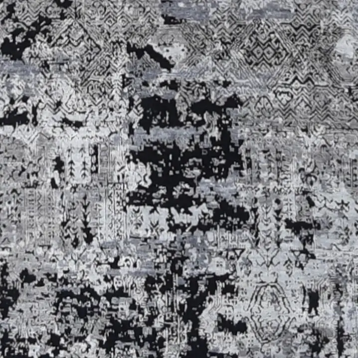 Night Shadow Wool &Bamboo Silk Transitional Rug India (312 x 207)cm, grey black transitional rug, close-up detail 3