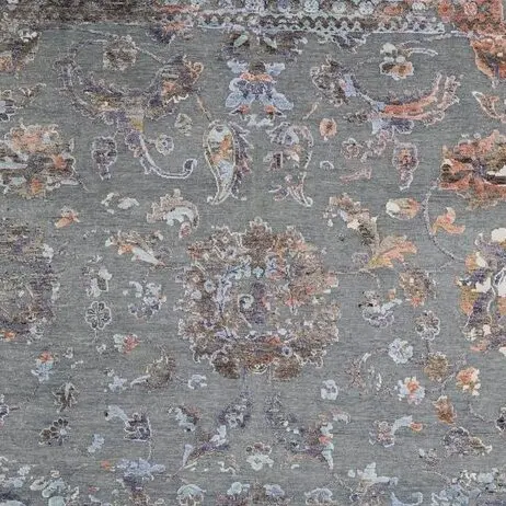 Transitional Garden Rug, grey garden transitional rug, close-up detail 1
