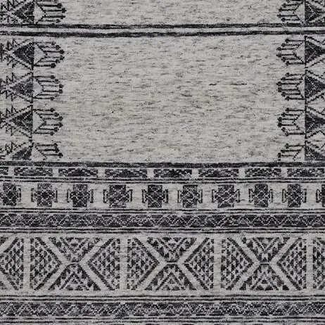 Geometric Grey Hand Knotted Area Rug 339×248, grey geometric knotted rug, close-up detail 3