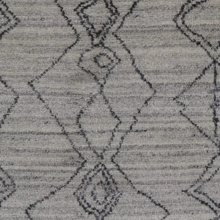 Grey Morrocan Style Handmade Wool Rug Veg Dye Indian (230×160)cm, grey moroccan style wool rug, close-up detail 1