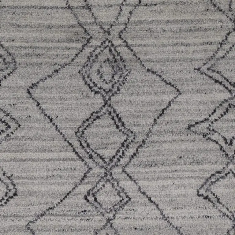 Grey Morrocan Style Handmade Wool Rug Veg Dye Indian (230×160)cm, grey moroccan style wool rug, close-up detail 2