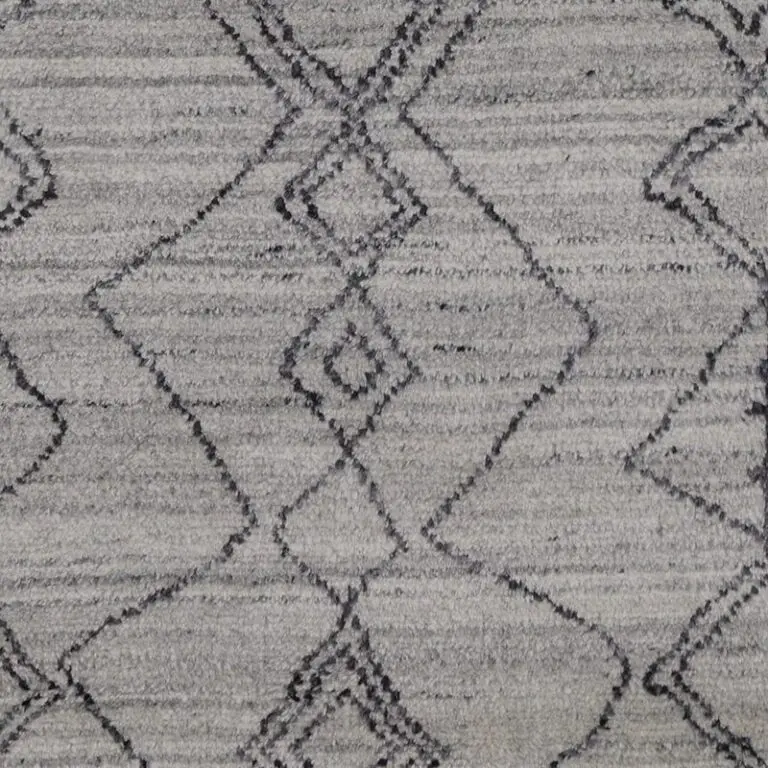 Grey Morrocan Style Handmade Wool Rug Veg Dye Indian (230×160)cm, grey moroccan style wool rug, close-up detail 3