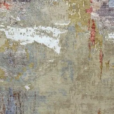 Light Yellow Iris Abstract Hand Knotted Wool& Bamboo Silk India (300 x 422), light yellow abstract rug, close-up detail 3