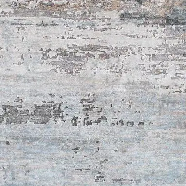 Limewash Wool and Silk Rug German Dye India (300 x 244)cm, limewash cream abstract rug, close-up detail 2