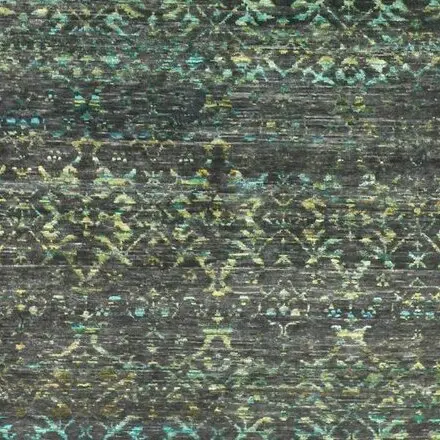 Velvet Moss Green Hand Knotted Rug Veg Dye India (272×161)cm, moss green velvet rug, close-up detail 3