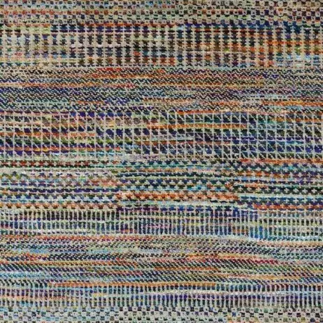 Wool and Bamboo Silk Hand Knotted Rug Multi Colour Veg Dye India (340×240)cm, multi colour textured rug, close-up detail 2