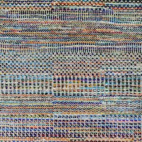 Wool and Bamboo Silk Hand Knotted Rug Multi Colour Veg Dye India (340×240)cm, multi colour textured rug, close-up detail 3