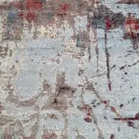 Muted Abstract Hand Knotted Rug Wool &Bamboo Silk India (296×197)cm, muted maroon abstract rug, close-up detail 2