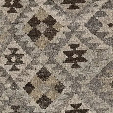 Killim choobi Runner Natural Wool Afghan (388×89)cm, natural grey chobi runner, close-up detail 1